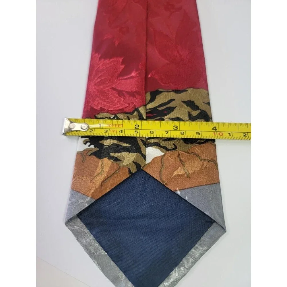 City-One Mens Vintage Golf Tie Red Jacquard Floral Graphic Golfer Necktie 56